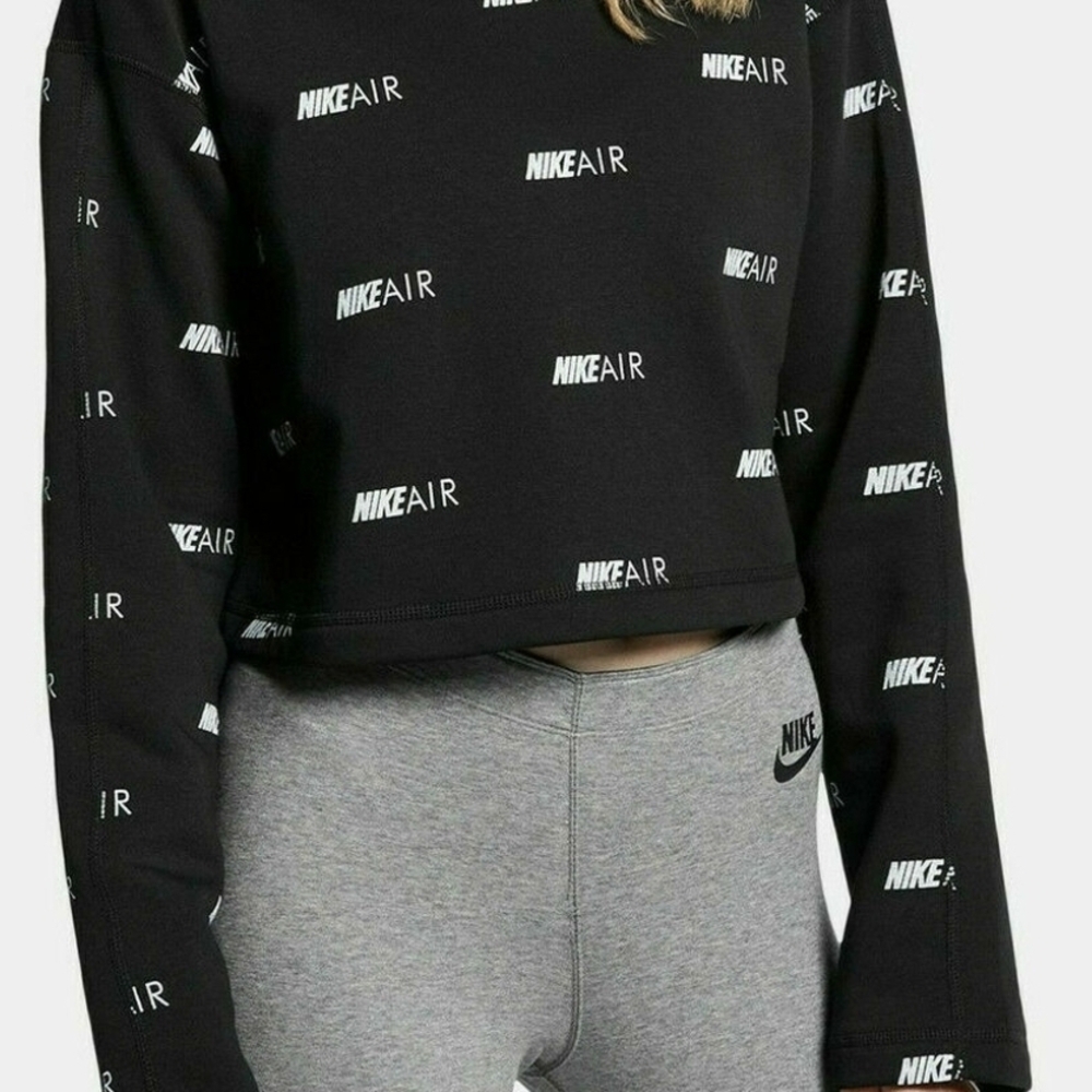 Nike Gray and Black Raglan Crop Hoodie